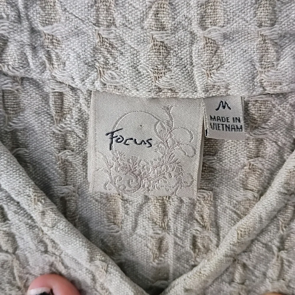 Focus 100% Cotton Crinkle Textured Button Front Jacket Natural Minimalist Coasta - Picture 2 of 7